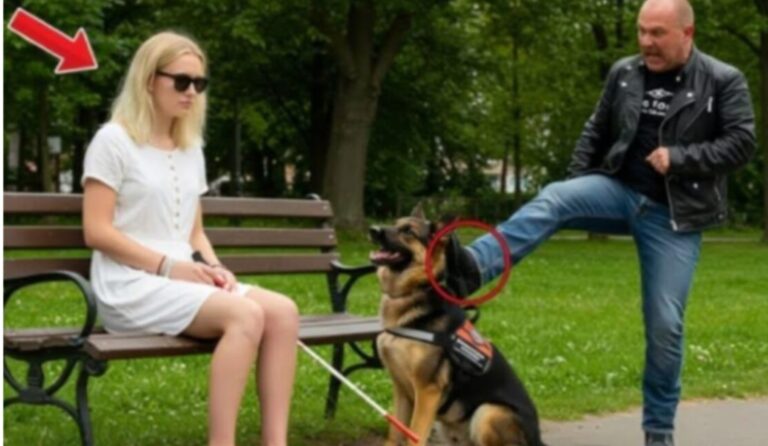 Un motociclista patea al perro guía de una niña ciega. Segundos después, ocurre algo tan inesperado que deja a todos sin palabras.