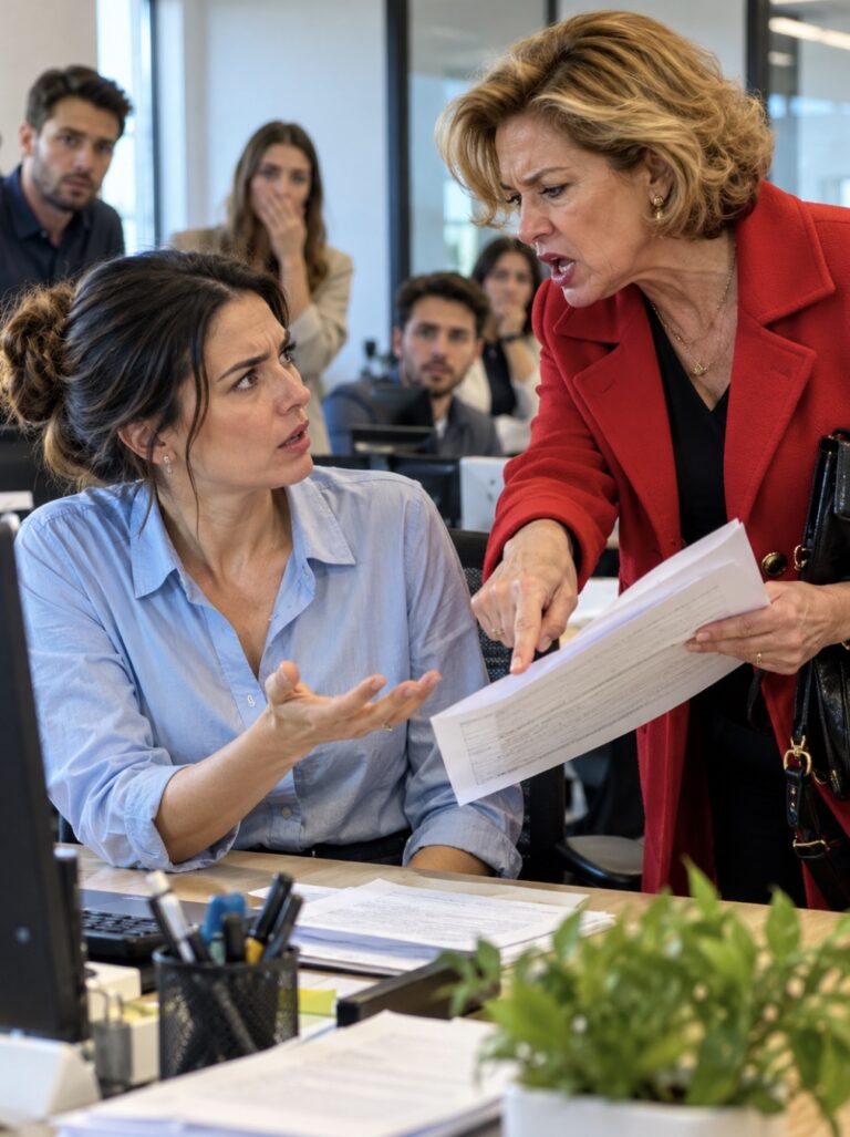 Mi suegra se presentó en mi trabajo y, delante de mis compañeros, exigió que devolviera el «dinero robado a la familia». Entonces la contable abrió una transferencia antigua y dijo en voz alta el nombre del remitente