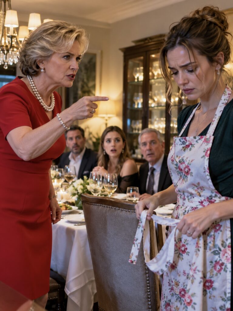 « Ici, tu es la domestique, pas la maîtresse de maison ! » a lancé ma belle-mère devant tous les invités. J’ai retiré mon tablier et révélé qui finançait réellement sa vie de luxe.